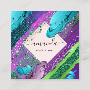 Carte De Visite Carré Logo de maquillage de beauté professionnelle Abstr
