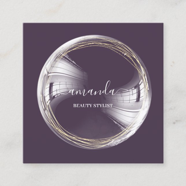 Carte De Visite Carré Logo de maquillage de beauté professionnelle Bubbl (Devant)