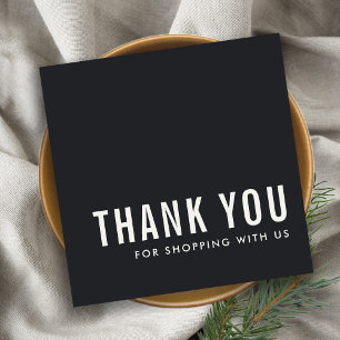 CARTE DE VISITE CARRÉ LOGO DE MERCI BLANC NOIR SIMPLE MINIMAL