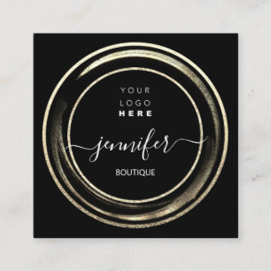 Carte De Visite Carré Logo de Parties scintillant de code QR Boutique Go