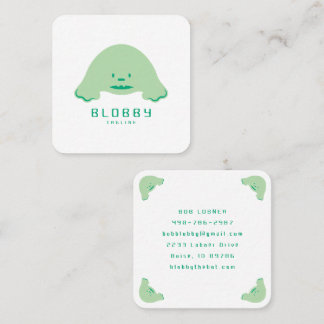 Carte De Visite Carré Logo de personnage blob | Conception de marque de