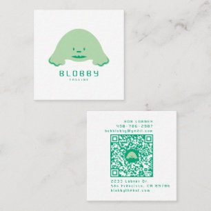 Carte De Visite Carré Logo de personnage en forme de blob   Mascotte amu
