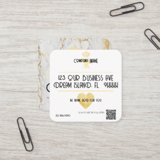 Carte De Visite Carré Logo de petite entreprise CŒUR PERSONNALISÉ Merci