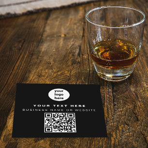 Carte De Visite Carré Logo d'entreprise de code QR Noir minimaliste affa