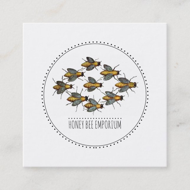 Carte De Visite Carré Logo des abeilles miel apiculteur (Devant)