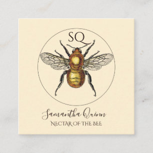 Carte De Visite Carré Logo du cercle d'abeilles dorées