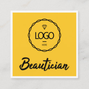 Carte De Visite Carré Logo du code QR de Beautician encadré jaune noir b