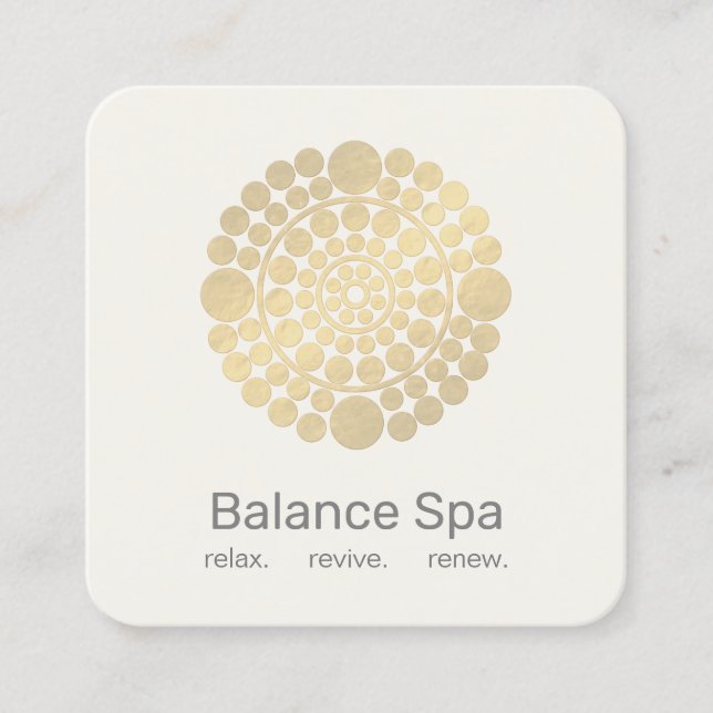 Carte De Visite Carré Logo Elegant Gold Circle Motif (Devant)