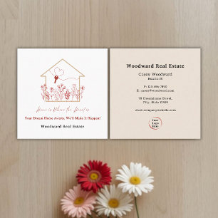 Carte De Visite Carré Logo élégant moderne Realtor Immobilier Logo