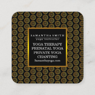 Carte De Visite Carré Logo élégant Yoga méditation Lotus Fleurs