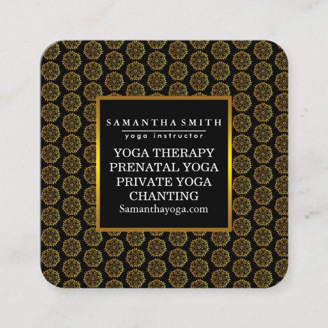 Carte De Visite Carré Logo élégant Yoga méditation Lotus Fleurs (Devant)
