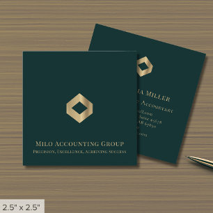 Carte De Visite Carré Logo Emerald Green Gold