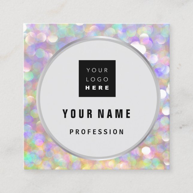 Carte De Visite Carré LOGO ESTHÉTIQUE Holographe maquillage ARTISTE (Devant)