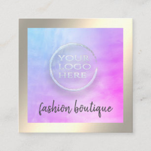 Carte De Visite Carré Logo holographique de luxe minimaliste