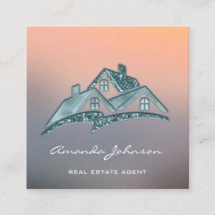 Carte De Visite Carré Logo House Personnalisé Agent Immobilier Maison G