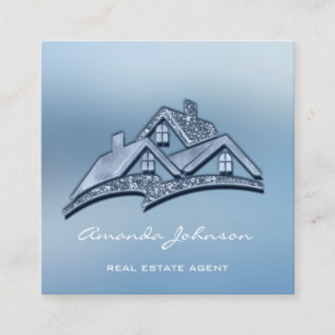 Carte De Visite Carré Logo House personnalisé Agent immobilier Smoky Bl