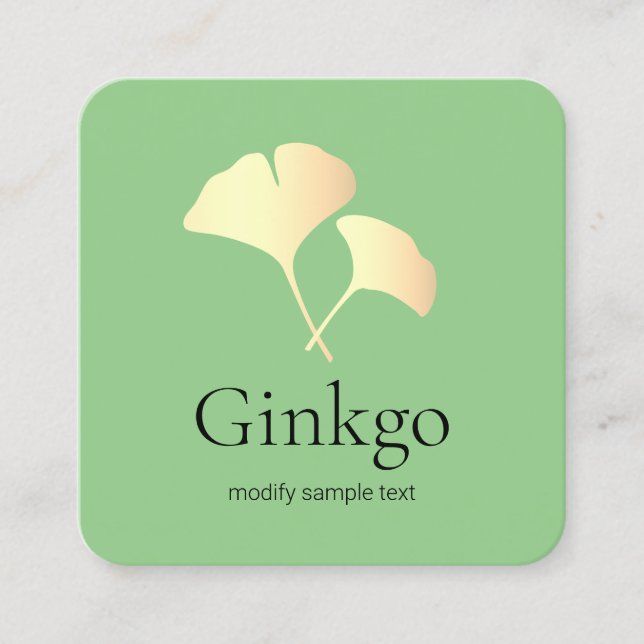 Carte De Visite Carré Logo jaune Ginkgo Leaf (Devant)