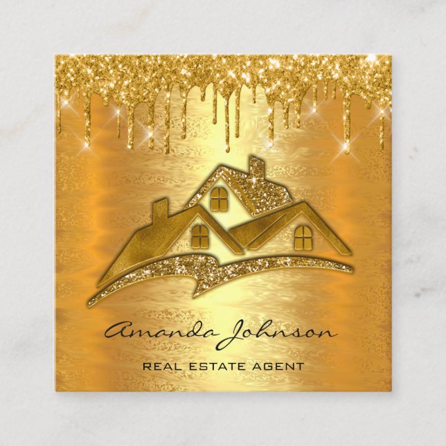Carte De Visite Carré Logo Logo House Real Estate Agent VIP (Devant)