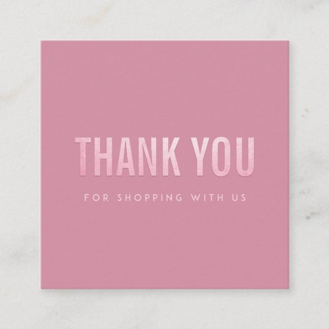 CARTE DE VISITE CARRÉ LOGO MINIMAL SIMPLE EN MERCI ROSE CLAIR (Devant)