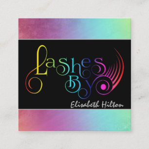 Carte De Visite Carré Logo minimaliste coloré arc-en-ciel ludique lashes