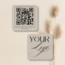 Carte De Visite Carré Logo minimum simple Code QR Texte personnalisé