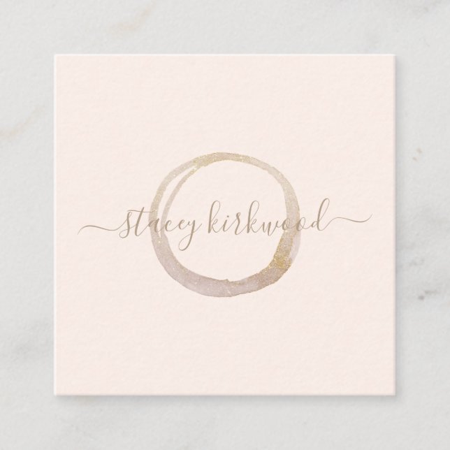 Carte De Visite Carré Logo moderne Blush Pink Gold Faux Parties scintill (Devant)