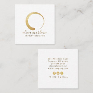 Carte De Visite Carré Logo moderne Faux Gold Circle Jewelry Designer