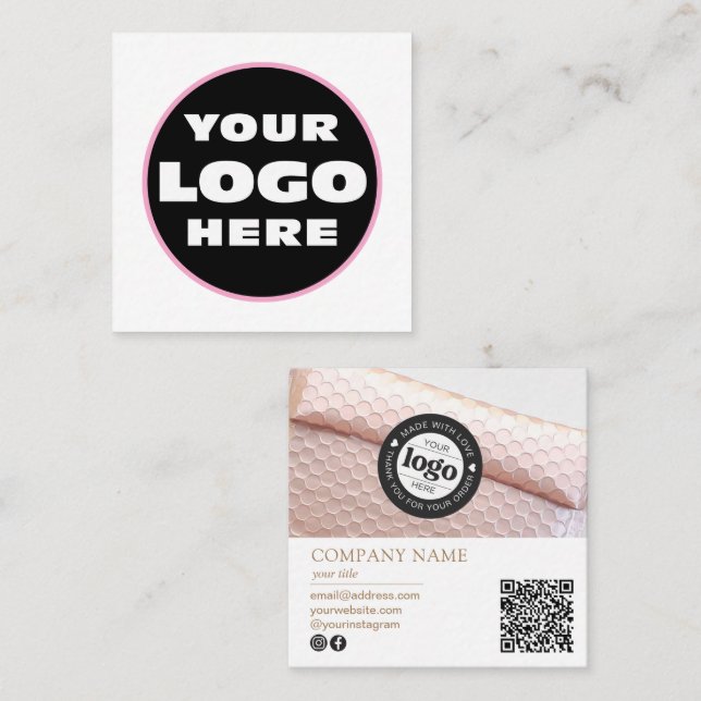 Carte De Visite Carré Logo moderne personnalisé photo scanner QR (Devant / Derrière)