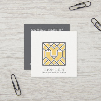 Carte De Visite Carré Logo Mosaïque Lion | Code QR