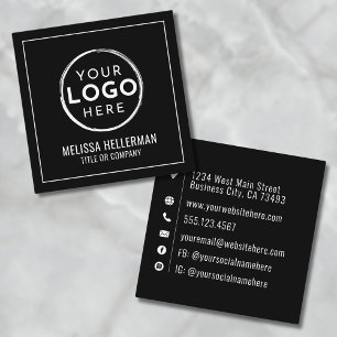 Carte De Visite Carré Logo Noir Moderne Professionnel Minimaliste