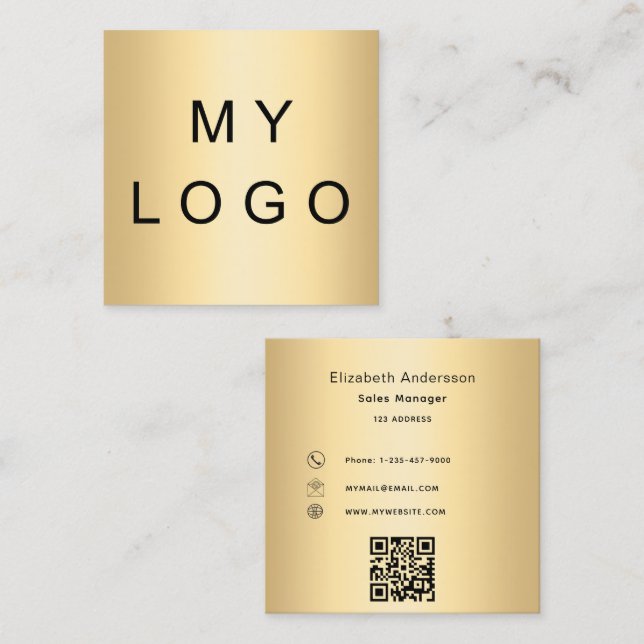 Carte De Visite Carré Logo or code qr moderne professionnel (Devant / Derrière)