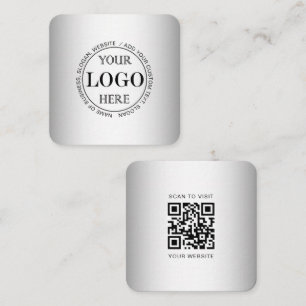 Carte De Visite Carré Logo personnalisé Arrière - plan gris flou