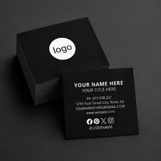Carte De Visite Carré logo personnalisé cercle minimaliste professionnel