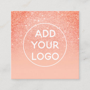 Carte De Visite Carré Logo personnalisé corail moderne parties scintill