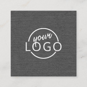 Carte De Visite Carré Logo personnalisé de linge gris foncé minimal mo