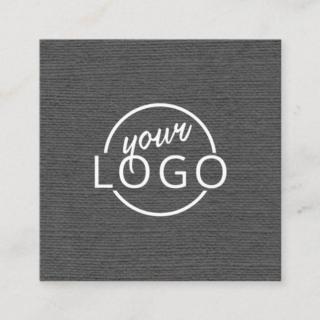 Carte De Visite Carré Logo personnalisé de linge gris foncé minimal mode (Devant)