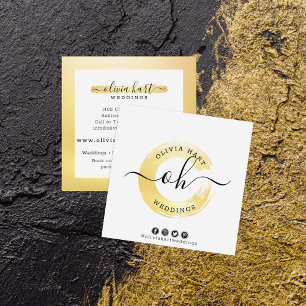 Carte De Visite Carré Logo personnalisé de styliste Élégant Gold Chic Pa