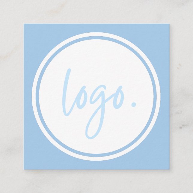 CARTE DE VISITE CARRÉ LOGO PERSONNALISÉ ÉLÉGANT MINIMAL BLEU ET BLANC (Devant)