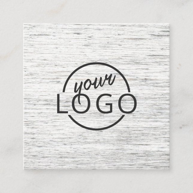 Carte De Visite Carré Logo personnalisé en bois gris clair (Devant)