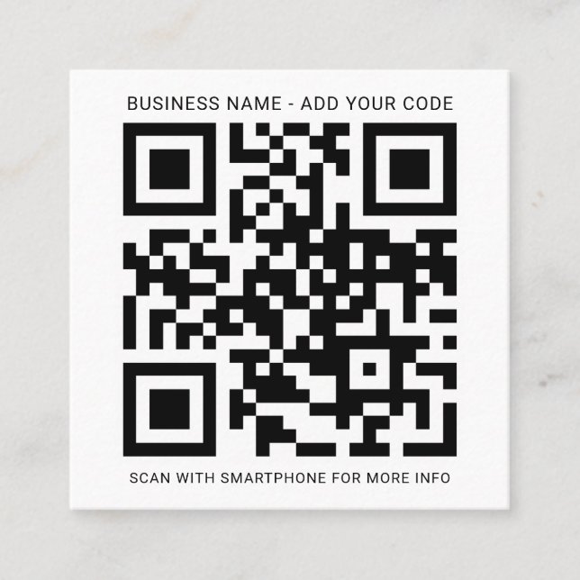Carte De Visite Carré Logo personnalisé et code QR Créer votre propre (Devant)