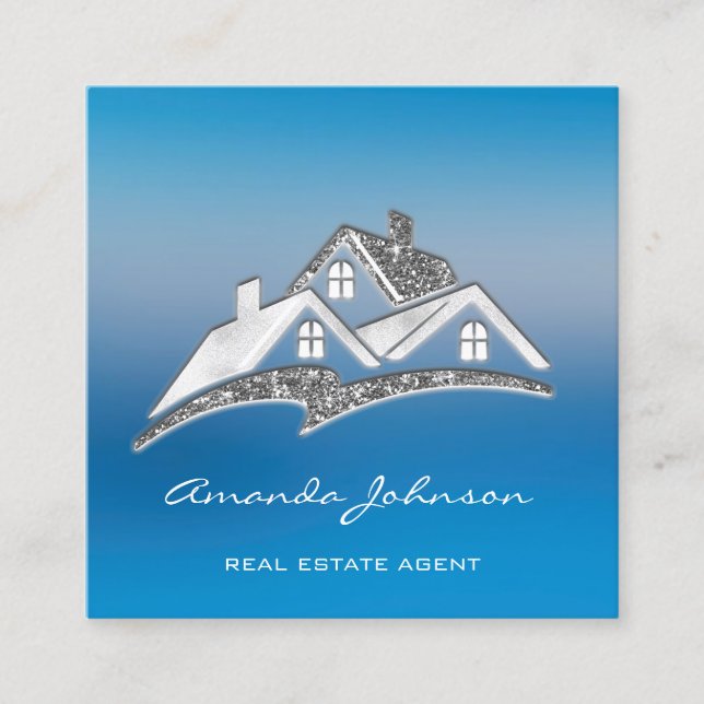 Carte De Visite Carré Logo Personnalisé Maison Agent Immobilier Maison A (Devant)