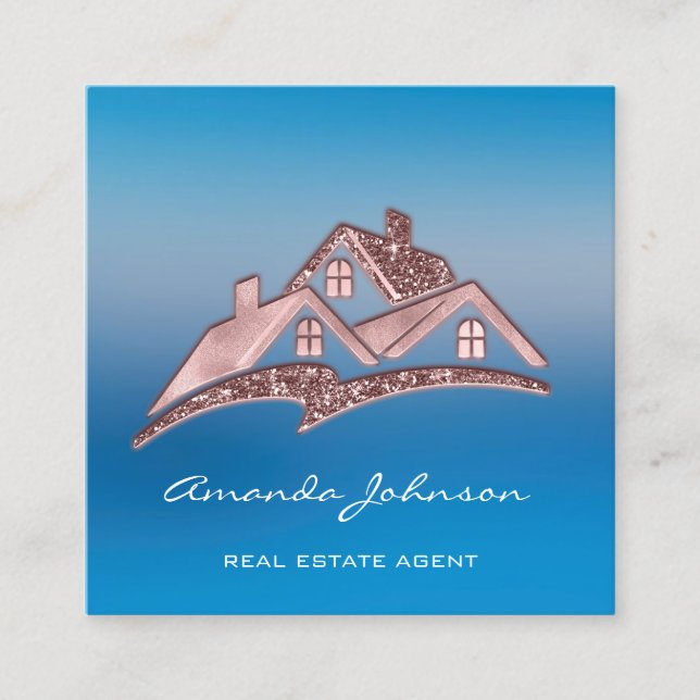 Carte De Visite Carré Logo Personnalisé Maison Agent Immobilier Maison B (Devant)