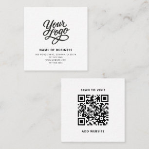 Carte De Visite Carré Logo personnalisé moderne noir et code QR