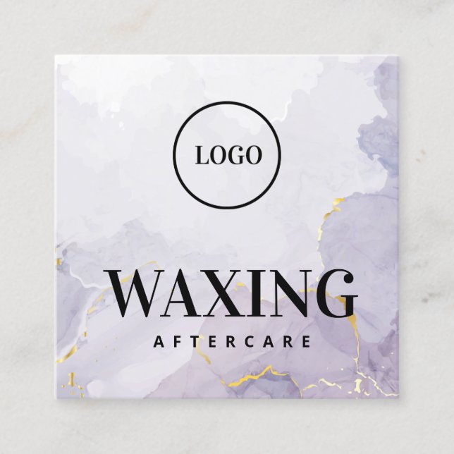 Carte De Visite Carré Logo personnalisé Purple Waxing Aftercare  (Devant)