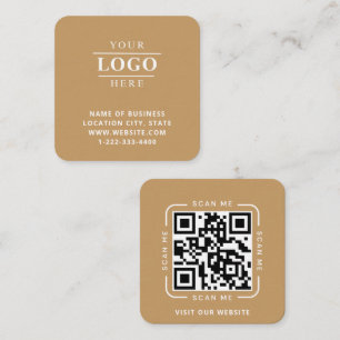Carte De Visite Carré Logo personnalisé simple et carré avec code QR