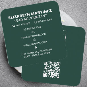 Carte De Visite Carré Logo professionnel du code QR avant et arrière