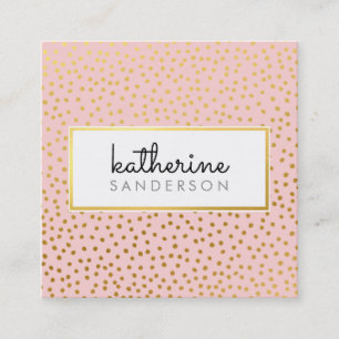 Carte De Visite Carré LOGO PROFESSIONNEL EMBLEM moderne faux or rose