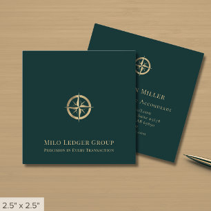 Carte De Visite Carré Logo professionnel Gold Compass