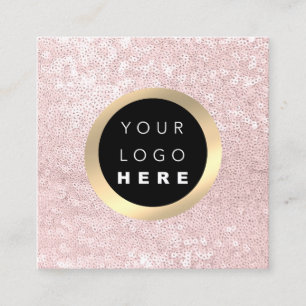 Carte De Visite Carré Logo professionnel minimaliste moderne Pink Blush 