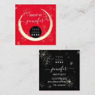 Carte De Visite Carré Logo professionnel Nails Beauty Hair Red
